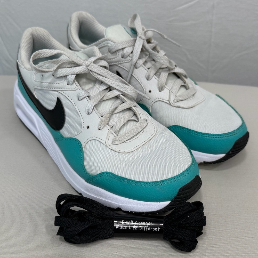 Nike Air Max SC White Teal Black Sneakers Mens Size 9 + Extra Black Laces - Picture 2 of 7